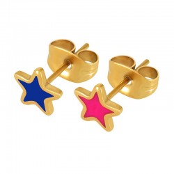 Stainless Steel 304 Earring Star w/ Enamel 7mm