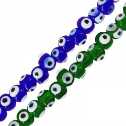 Glass Bead Round w/ Evil Eye 6mm (Ø2.1mm) (~50pcs)