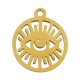 Stainless Steel 304 Charm Round with Evil Eye 15mm