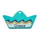 Ceramic Pendant Boat "Greece" w/ Wave & Sea 68x39mm