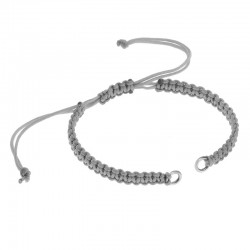 Macrame Bracelet w/ 2 Stainless Steel Hoops 5.0-3.0mm/1.0mm