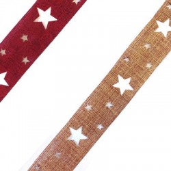 Ruban en Chanvre Étoiles 25 mm (~10 Yards/Bobine)