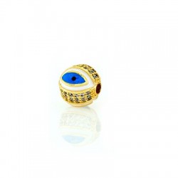 Brass Bead Round Evil Eye w/ Zircon & Enamel 10mm (Ø2mm)