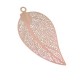 Pendentif Feuille Filigrane (coupe laser) en Métal/Laiton, 27x52mm