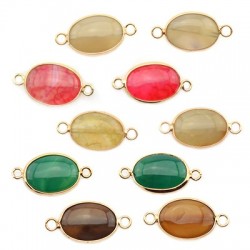 Agate Ovale 13 x 18 mm avec Sertissage en Laiton