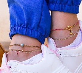 Anklet Bracelet Gold &Pink