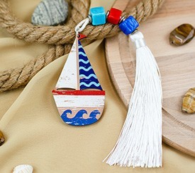 Keyring w/ Wooden Ship