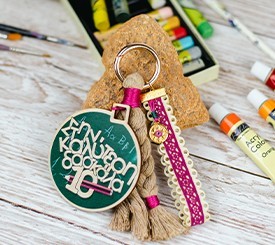 Keyring w/ Wooden Pendant