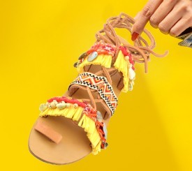 Sandal w/ Ribbons & Shells