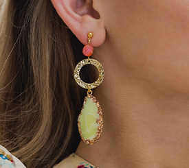 EARRING W/ JADE & AGATE