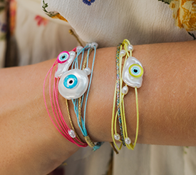 BRACELETS PEARLS &EVIL EYE