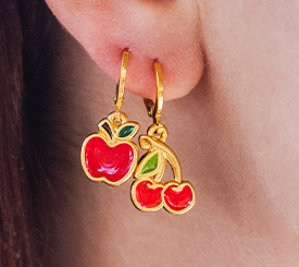 EARRINGS W/CHARMS & ENAMEL