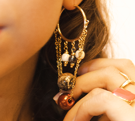 EARRING W/ CHAINS & BEADS