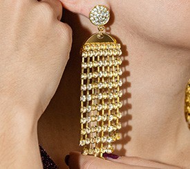 GOLD EARRING W/ CRYSTALS
