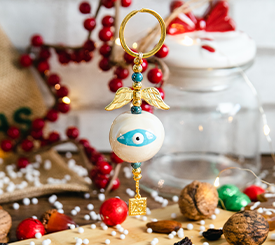 Keyring w/Ceramic Evil Eye