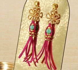 EARRINGS W/ SUEDE CORD