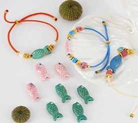 BRACELETS W/ CERAMIC FISH