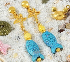 EARRINGS W/ BLUE FISH