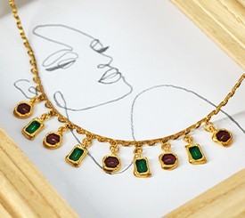 GOLD NECKLACE W/ ENAMEL