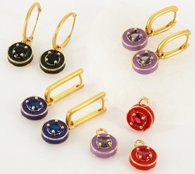 EARRINGS W/ ENAMEL &ZIRCON