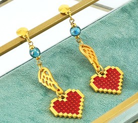 EARRINGS W/ WING & HEART