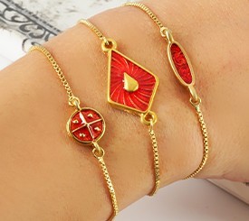 BRACELETS W/ RED ENAMEL