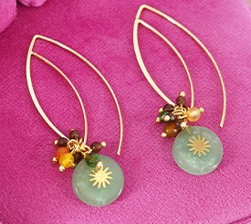 EARRINGS W/ STONE & SUN