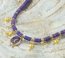 PURPLE NECKLACE W/ CHARMS