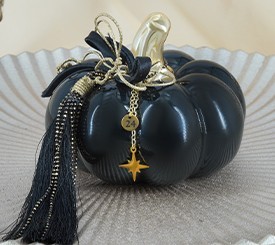 Deco Pumpkin w/Gold Charms