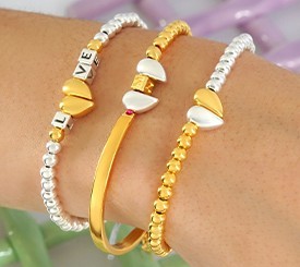 BRACELETS W/ HEART SLIDERS