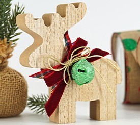 Wooden Deco Deer w/ Bell