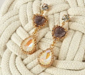EARRINGS W/ GLASS CHARM