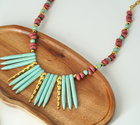 NECKLACE W/ HOWLITE & LAVA