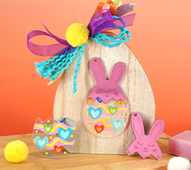 Wooden Deco Egg w/ Bunny