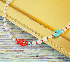NECKLACE W/ PEARLS & FISH