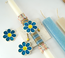 Candle w/ Ceramic Flower