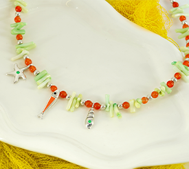 NECKLACE W/ CORAL CHIPS